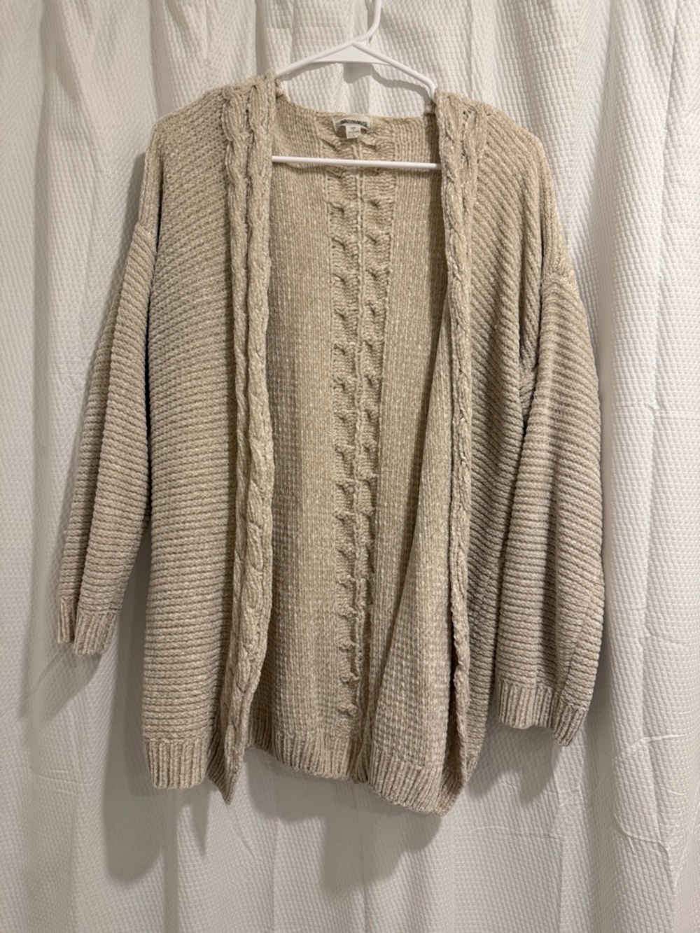 Converse Beige Cable Knit Open Cardigan